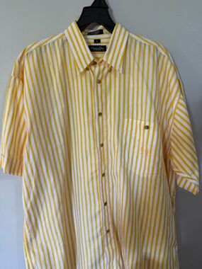 Dior Men’s Yellow & White Vertical Stripe Button-Down Shirt